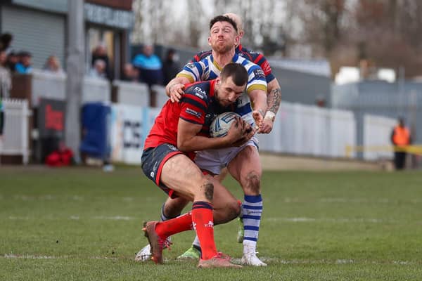 Action between Featherstone Rovers and Halifax Panthers in the third round of the Challenge Cup on Sunday, March 12, in which Fax won 18-22.