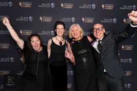 Staff celebrating the Prince of Wales Hospice outstanding success at this years Wakefield Business Awards, with the Hospice claiming the titles of "Charity of the Year" and "Independent Retail or Hospitality Business of the Year".