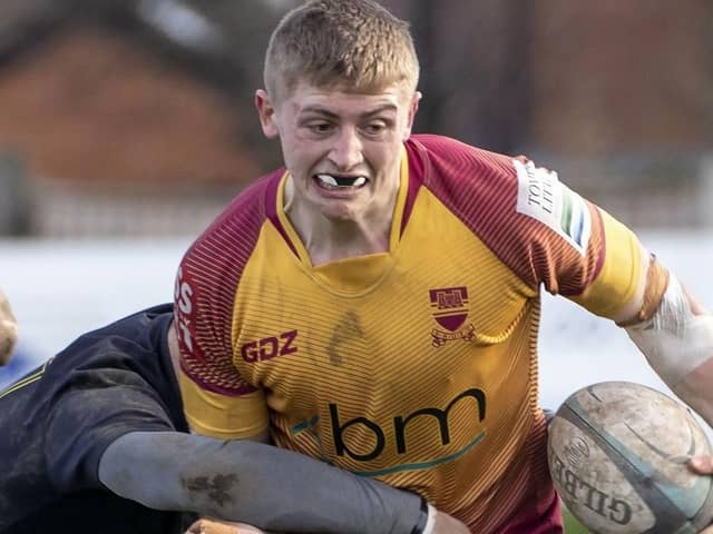 Luke Adams was a try scorer in vain for Sandal in their Yorkshire Cup tie against Scarborough.