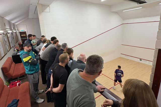 Squash fans watch action from Pontefract 1's clash with Ferriby Hall. Pic: Pontefract Squash Club