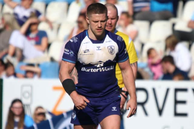 Ryan Hampshire lines up a kick on his debut for Featherstone Rovers against London Broncos. Picture: Kevin Creighton
