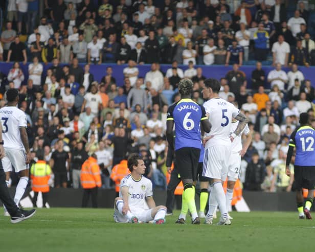 Leeds United players are down and out after losing to Tottenham in their last Premier League game.