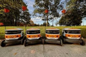 People in Wakefield are being asked to remain vigilant as a number of robots disguised as Halloween pumpkins have been spotted making spooky grocery deliveries throughout local neighbourhoods.