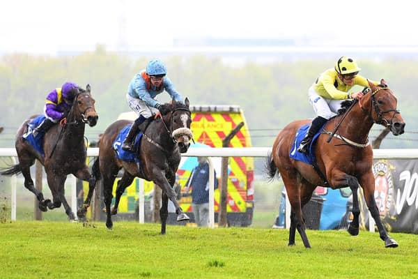 Bolster strides clear to win Pontefract's feature race, the £27,000 RIU Hotels and Resorts Handicap. Picture: Alan Wright