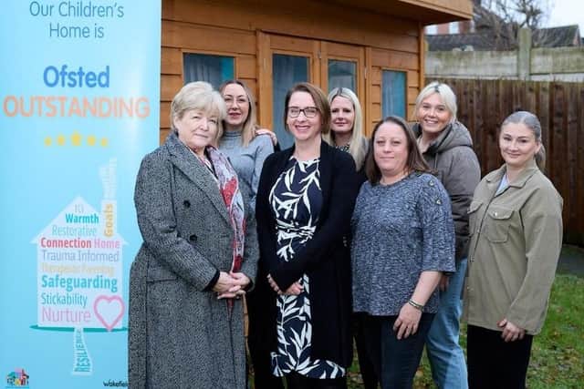 Left to right: Coun Margaret Isherwood, Emily Taylor (Children’s Residential Worker) , Samantha Walshaw (Operations Manager), Laura Ellis (Registered Manager), Emma Green (Children’s Residential Worker), Toni Marshall (Children’s Residential Worker), Jayne Taylor (Children’s Residential Worker)