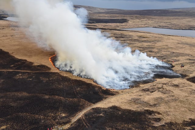 3. Marsden Moor fire of April 2021 - crews from all over West Yorkshire, including a Wild Fire Unit from Todmorden, attended to extinguish the 50 square metres of moorland fire.