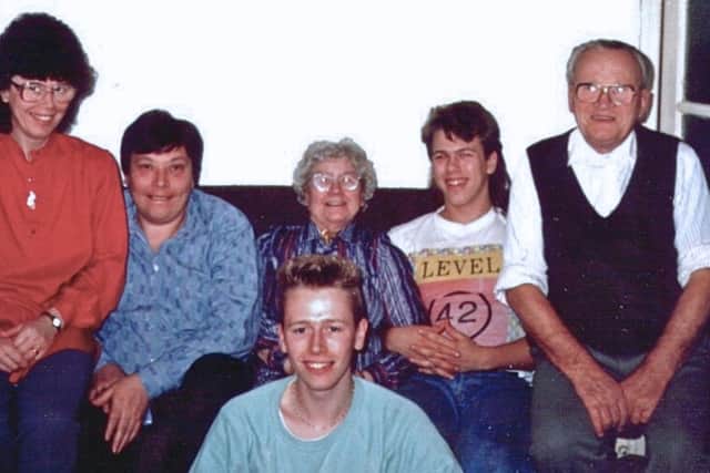 The family, left to right, Joan Prince, Michael Hobman, (front) Roger Prince, Ruth Hobman, John Prince, Bill Hobman