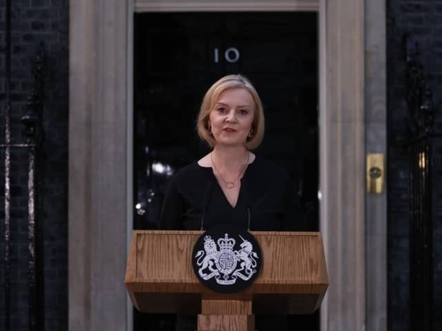 Liz Truss gave a statement outside Number 10 this evening.