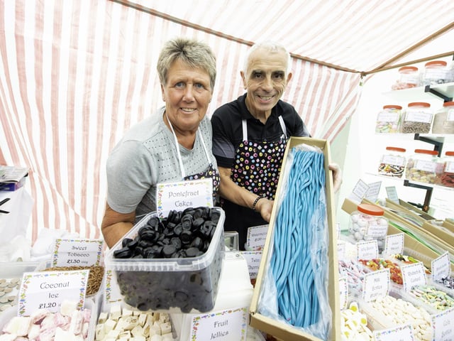 Vendors Jennifer and Terry Clarkson with their liquorice stall in 2015.