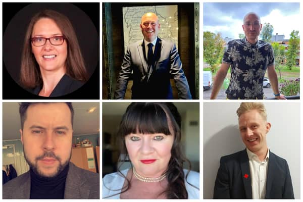 The finalists for the People's Choice Award at the LVHA Awards 2023. Clockwise from top left are Jane Atkinson, Davide Amati, David Firth, James O'Driscoll, Katie O'Hara and Ryan Carter.