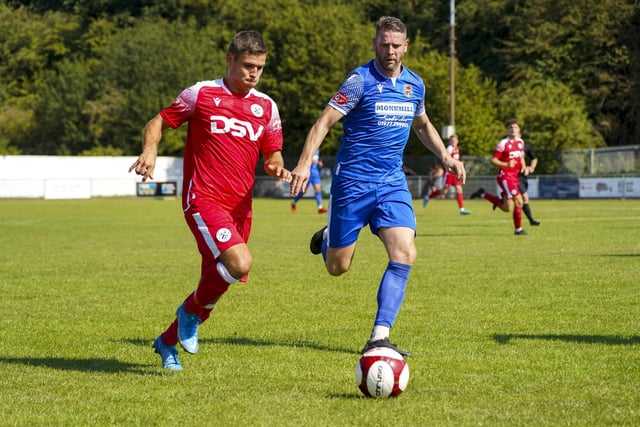 Pontefract Collieries' new striker Gavin Allott chases after the ball. Picture: Scott Merrylees