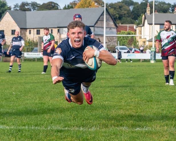 Sam Gilbert scores Pontefract's first try. Pic: Jonathan Buck