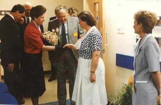 Margaret with Princess Anne in the 1990s, when she paid a visit to open the newly built A&E at Pontefract General Infirmary.