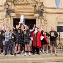 Coun Karl Johnson celebrates with Wakefield Trinity at the Town Hall. Photo: John Clifton
