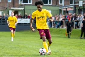 Iyrwah Gooden was on target for an Emley equaliser as they drew 1-1 with unbeaten Albion Sports. Photo by Mark Parsons
