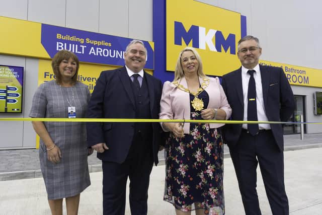 MKM Wakefield’s branch directors, John Brandon and Phil Barman with the the Mayor of Wakefield, Josie Pritchard and Alison Wainwright, a representative from Wakefield Hospice.