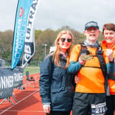 Simon Speight pictured with wife Rachael and daughter Megan after completing the arduous Chester Ultra 100, where he came fourth in his age category.
