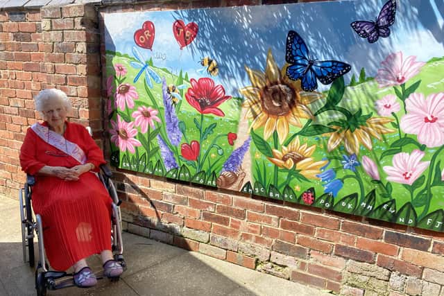 The staff at Carleton Court care home celebrated resident, Jessica Bramley's 100th birthday with a painted mural.