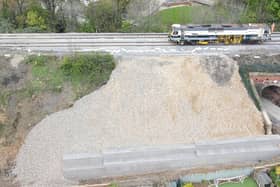 Work to repair the landslip at Knottingley station