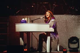 Jane McDonald shows off her keyboard skills at First Direct Bank Arena. Picture Danny Kaan