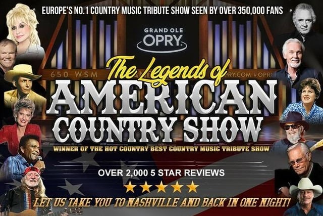 Now seen by over 350,000 fans live and watched by millions on TV Europe’s No.1 multi award winning show " The Legends of American Country “returns for another fantastic night of toe tapping Country nostalgia. The 2024 tour will showcase highly acclaimed tributes to Dolly Parton, Johnny Cash, Don Williams, Patsy Cline, Charley Pride, Tammy Wynette and Kenny Rogers and new tributes to icons Hank Williams, Alan Jackson, Glen Campbell, Tammy Wynette, Garth Brooks and Jim Reeves with countless other well-known singalong hit songs in this must see musical extravaganza .