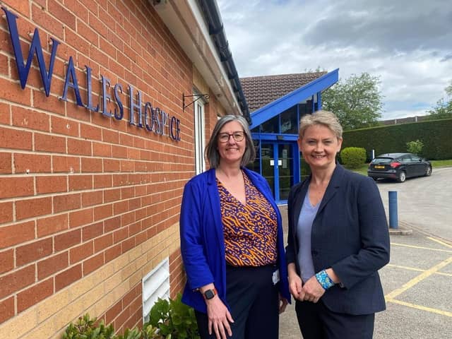 Sharon Batty (left), director of income generation and marketing at Prince of Wales Hospice, with Yvette Cooper, MP for Normanton, Pontefract and Castleford.