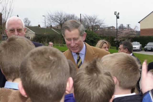 In 2004, Prince Charles arrives at the Prince of Wales Hospice and chatted and joked with a dozen youngsters from Halfpenny Lane Junior School.