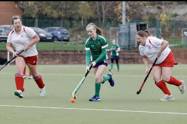 Player of the match Evie in action for Slazenger Ladies thirds against Halifax. Picture: Caro Schofield