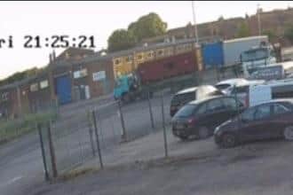 CCTV cameras captured the moment brazen criminals tipped the hazardous material from a lorry onto land at Horbury Junction.