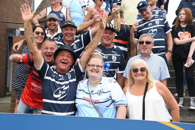 Featherstone Rovers supporters show their delight.