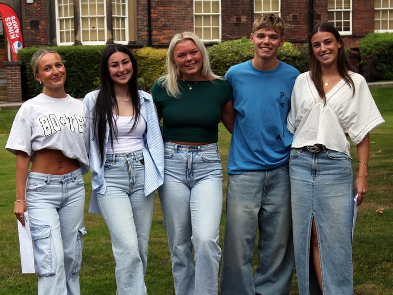 A group of students after receiving their results today at Silcoates School