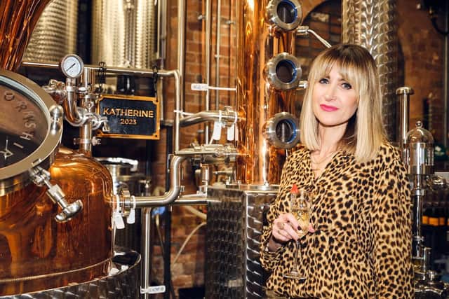 Star of The Long Shadow, Katherine Kelly, attended the opening of a new distillery in Wakefield.
