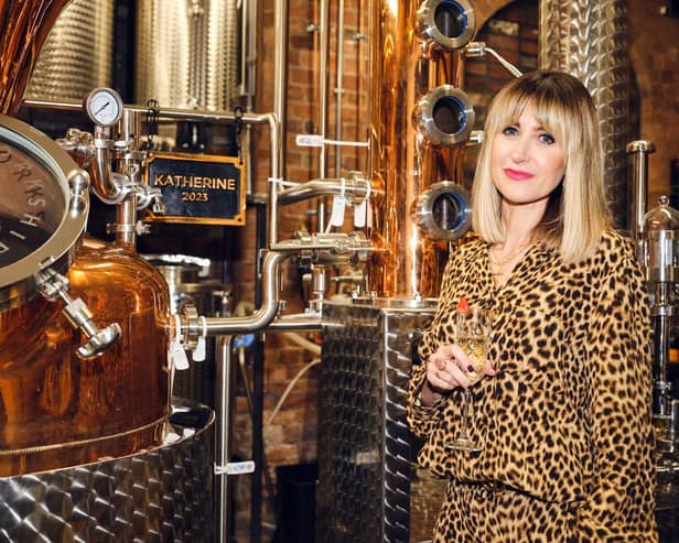 Star of The Long Shadow, Katherine Kelly, attended the opening of a new distillery in Wakefield.