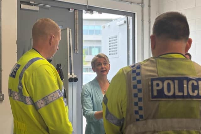Yvette Cooper MP meeting with West Yorkshire Police's off -road bike team.