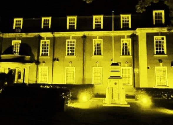 West Yorkshire Police Headquarters in Wakefield was among the many West Yorkshire buildings lit up in yellow for road traffic victims.