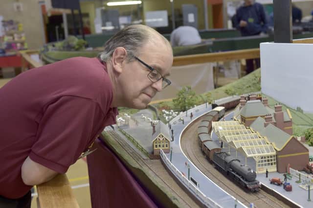 Steve Smith of Wakefield Railway Modellers Society with his model of Earlsheaton station circa 1953.