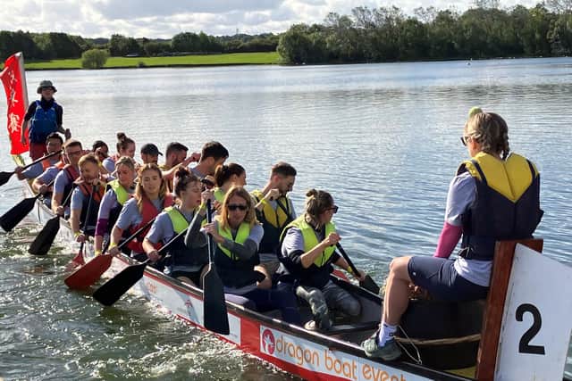 Crews took to the lake at Pugneys Country Park for the Forget Me Not dragon boat race 2023.