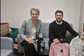 Teacher Jed Schofield, pictured with Pontefract and Castleford MP Yvette Cooper, wants to donate as many pairs of pyjamas as possible to help young people in need
