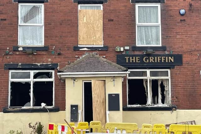 The blast caused severe damage to the building.