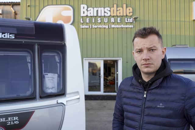 Max Jones, owner of Barnsdale Leisure Ltd , has had one of his caravans stolen by masked raiders. Picture Scott Merrylees