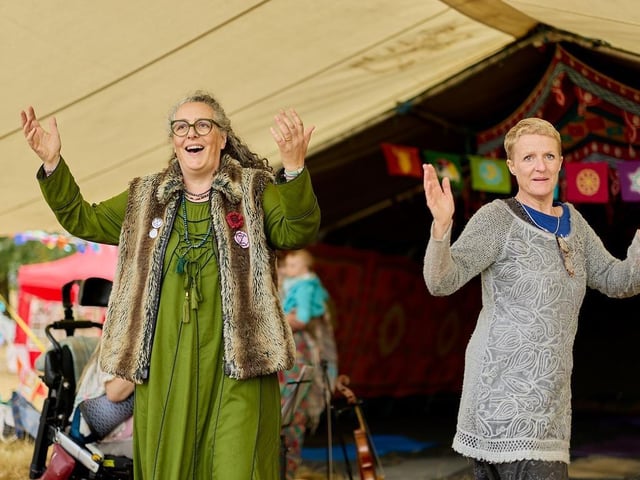 Festival-goers gather at the Northern Green Gathering