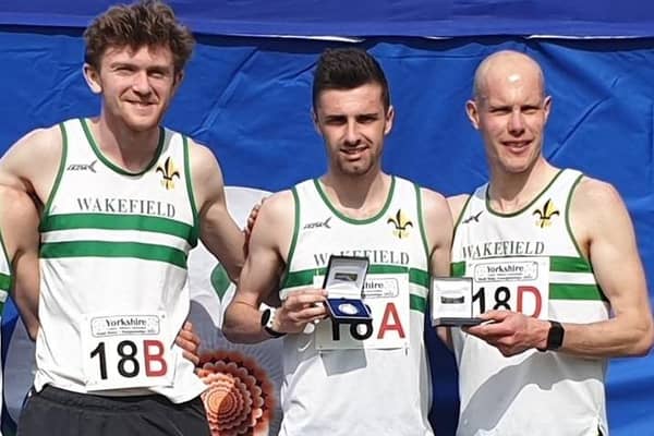 Wakefield Harriers' senior men's team members Daniel Franks, Ben Butler and Andrew Cartwright helped the club to a third place finish in a West Yorkshire Cross Country League race.