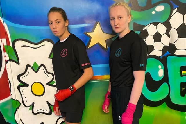 White Rose Boxing Club prospect Angelena Nicholson with Farrah Cunniff.