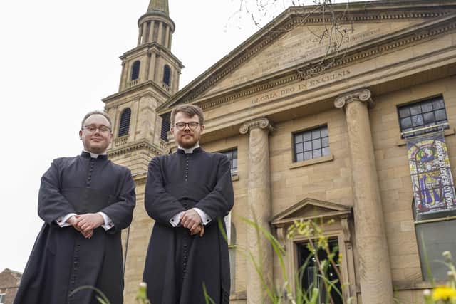 Vicar Father Christopher Johnson and Curate Father Daniel Heaton at the Heritage Open Day at St Peter's and St Leonard's Church in Horbury.
