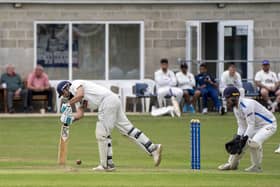 Ismail Patel on his way to making an important 34 for Streethouse against Old Sharlston. Picture: Scott Merrylees