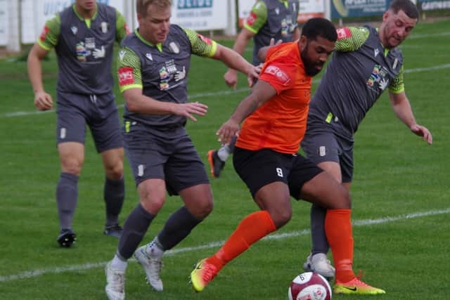 Zeph Thomas in action for Brighouse Town last season. (Photo by Steve Ambler)