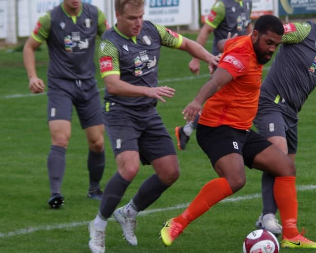 Zeph Thomas in action for Brighouse Town last season. (Photo by Steve Ambler)