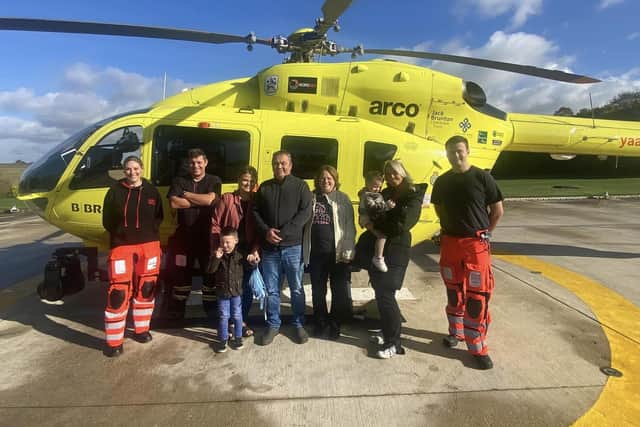 The family of Wakefield teenager Fraser SIlverwood visited Yorkshire Air Ambulance Nostell Air Support Unit after raising £10,000 for the charity.