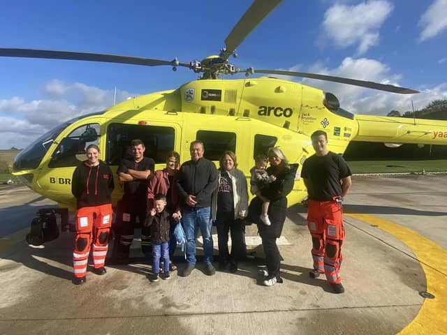 The family of Wakefield teenager Fraser SIlverwood visited Yorkshire Air Ambulance Nostell Air Support Unit after raising £10,000 for the charity.