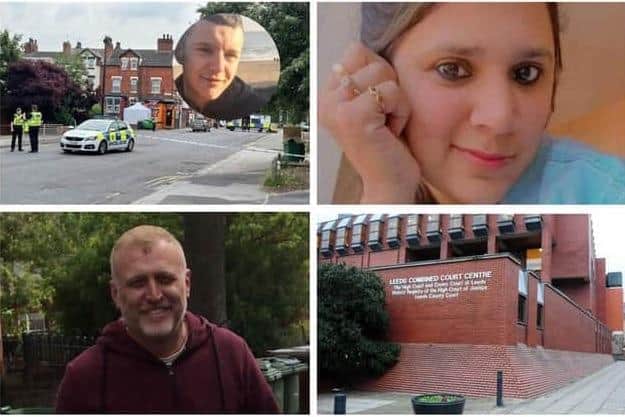 Top Left: The scene where Bradley Wall (inset) was found murdered. Top right: The body of Harleen Kaur Satpreet Gandhi was found at a flat on Headingley. Bottom left: Tony Steel was stabbed to death on Parkfield View in Ossett.